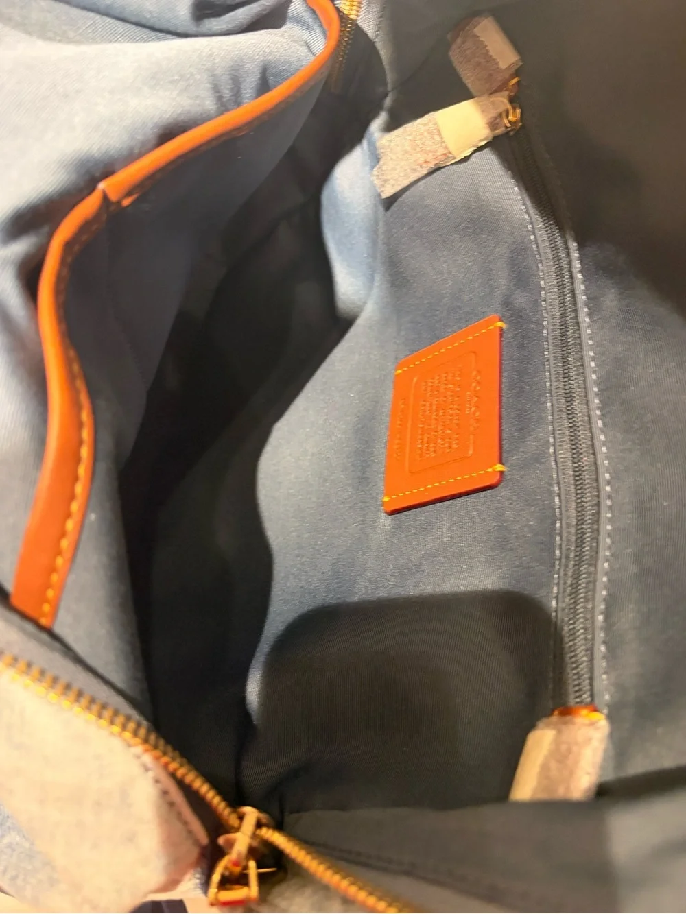 Coach Light Blue Denim Backpack with Gold Hardware with bag charms! New